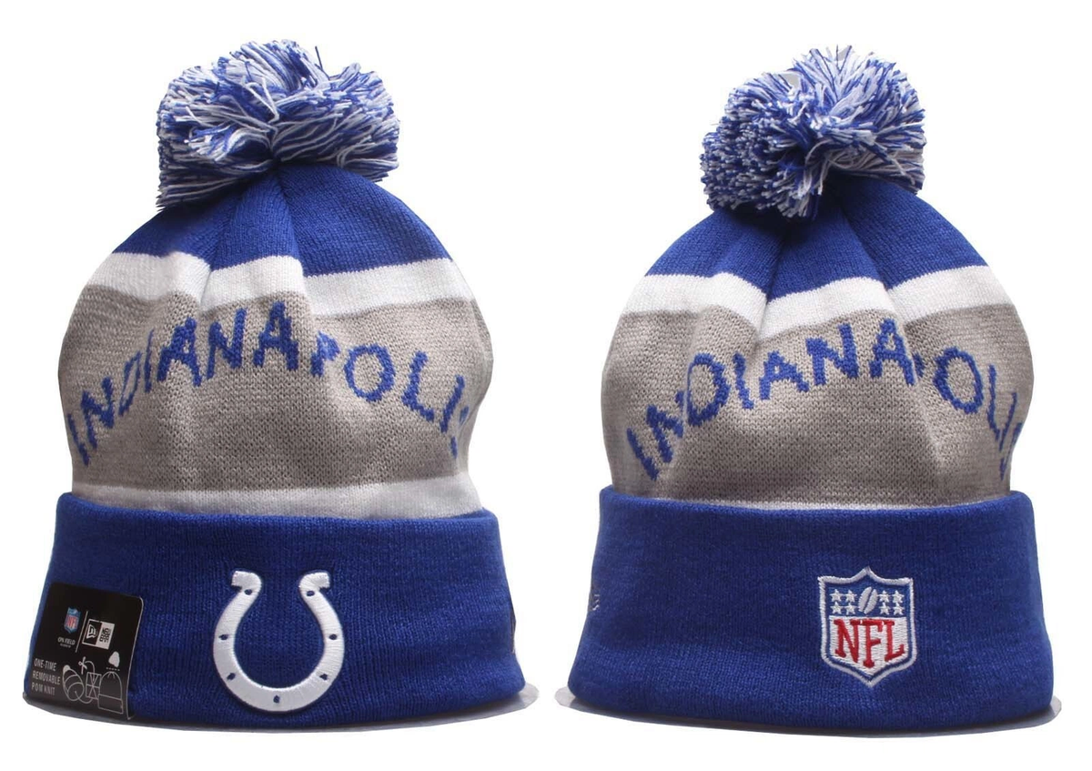 Indianapolis Colts Pom Pom Cuffed Knit Beanie`