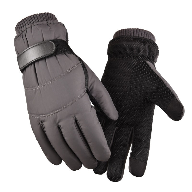 Down Cotton Warm Gloves Men Autumn Winter Fleece Padded Motorcycle Outdoor Cycling Ski Trolley Coldproof Gloves
