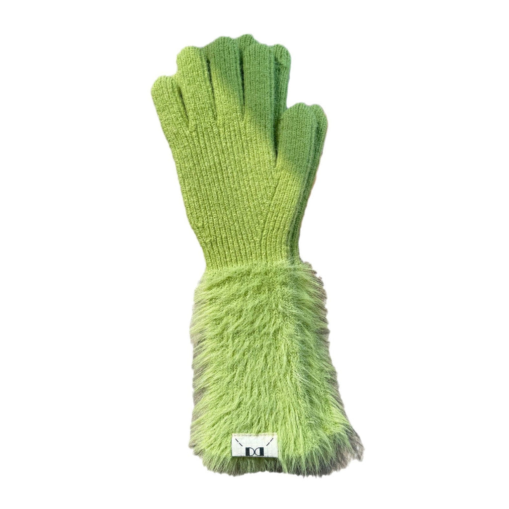 Soft glutinous rabbit fleece gloves girl sweet long leaky finger touch screen plush thick warm all-match cycling five-finger gloves