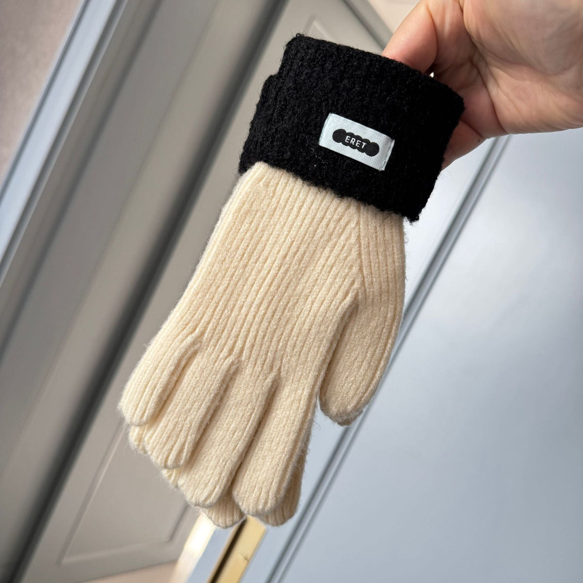 Korean style soft glutinous lamb ring color matching gloves women winter student warm cycling five-finger knitted gloves naked finger touch screen