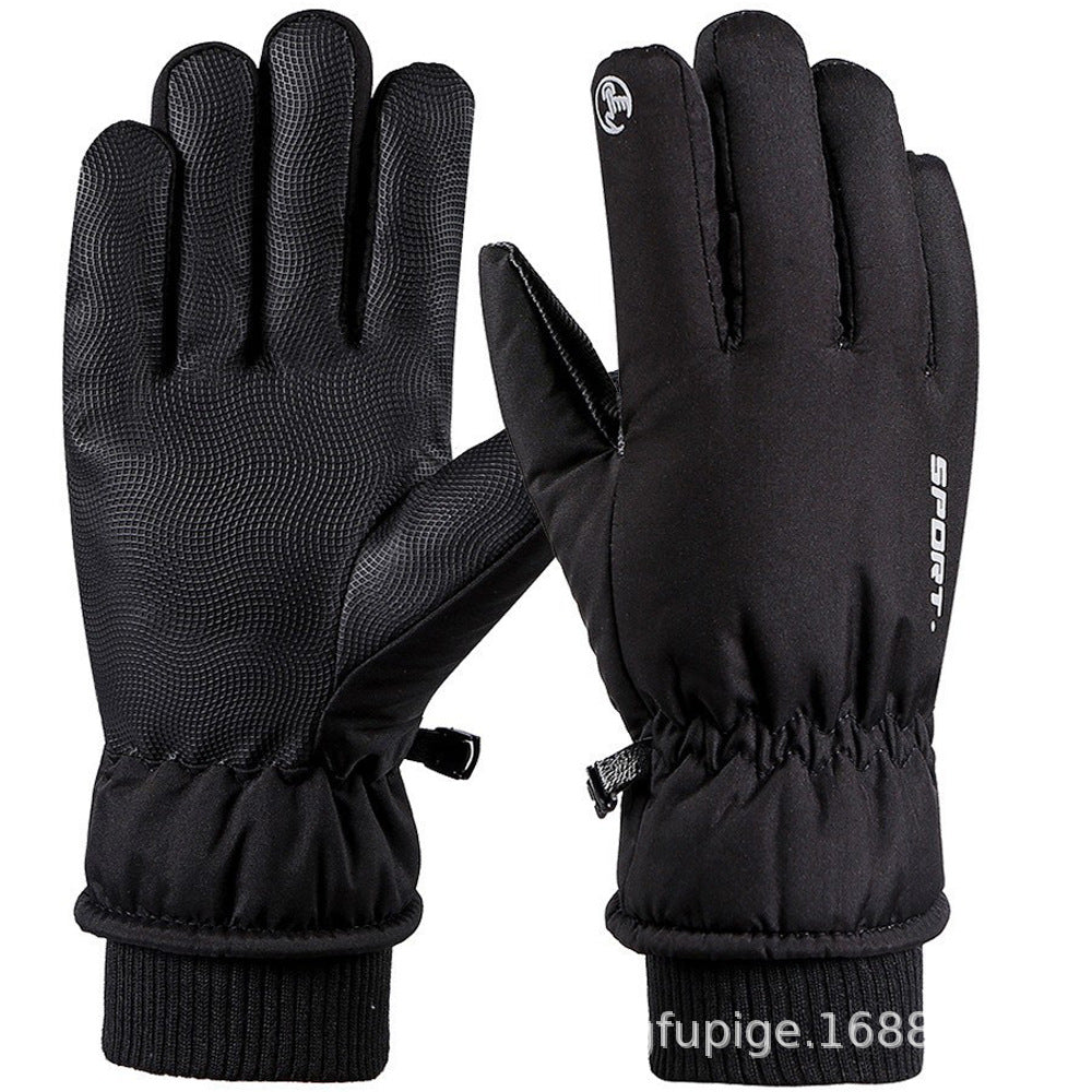 Ski gloves women's winter velvet outdoor cycling and mountaineering thickened waterproof, windproof and cold-proof warm gloves