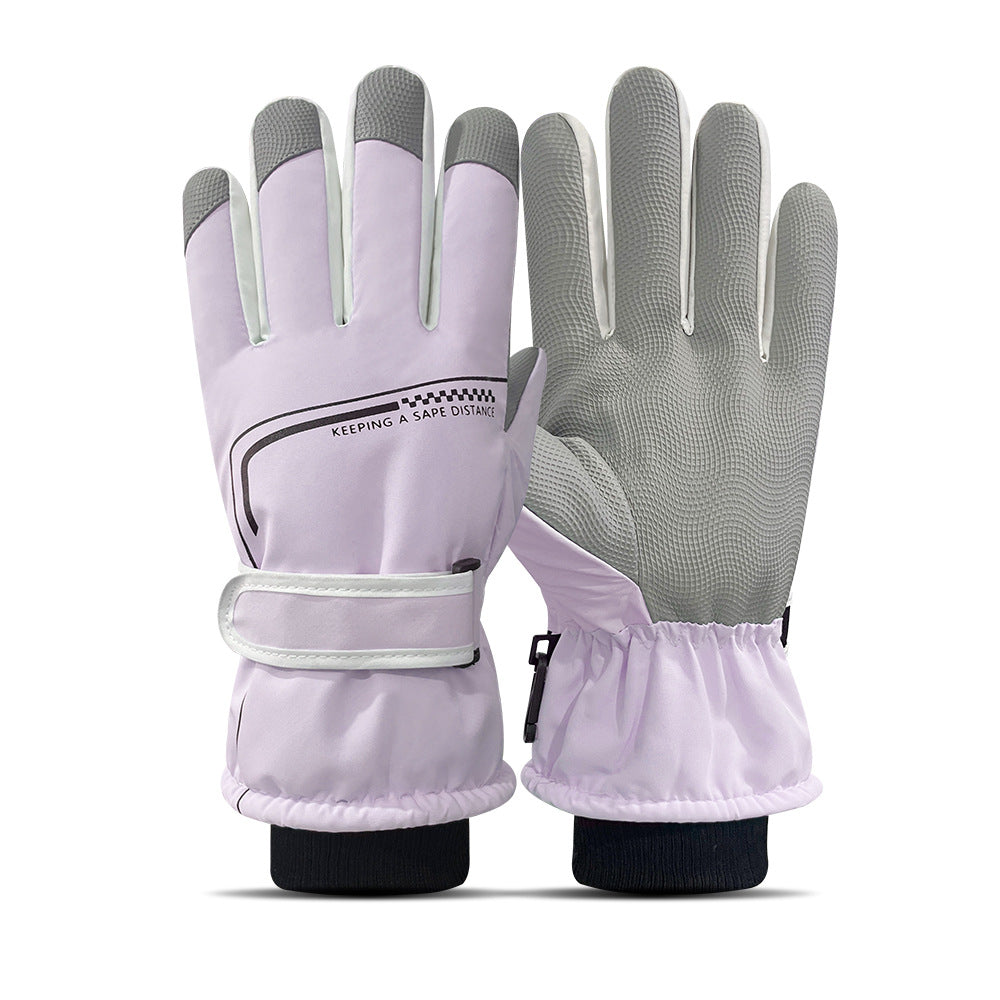 Ski gloves women's winter velvet outdoor cycling and mountaineering thickened waterproof, windproof and cold-proof warm gloves