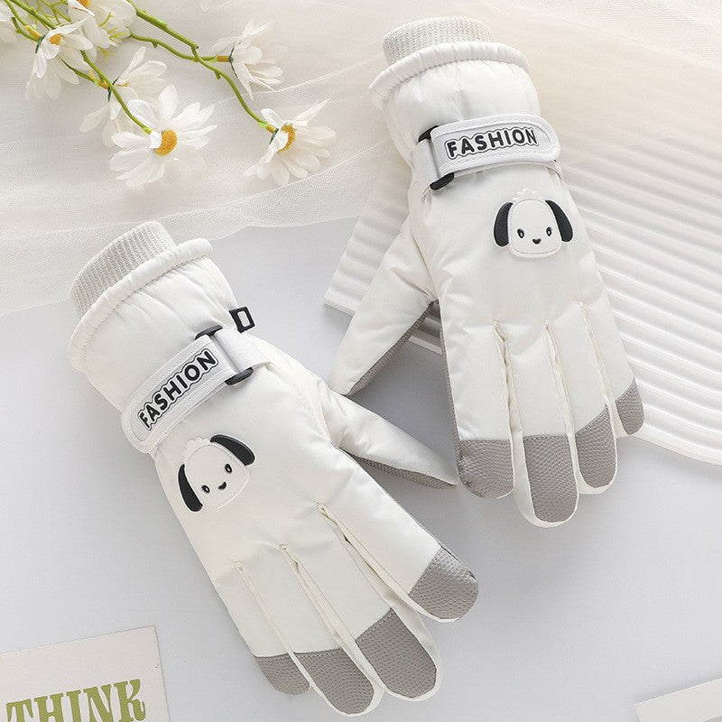 Ski gloves women's winter velvet outdoor cycling and mountaineering thickened waterproof, windproof and cold-proof warm gloves
