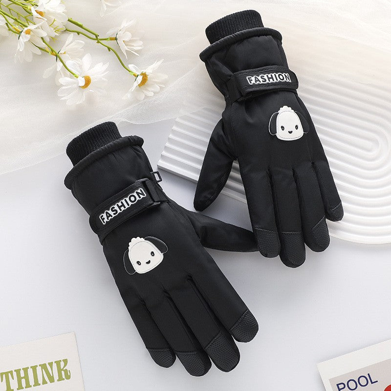 Ski gloves women's winter velvet outdoor cycling and mountaineering thickened waterproof, windproof and cold-proof warm gloves